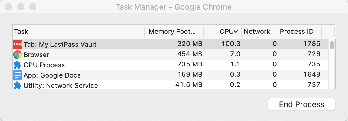 Lastpass usage after opening account properties